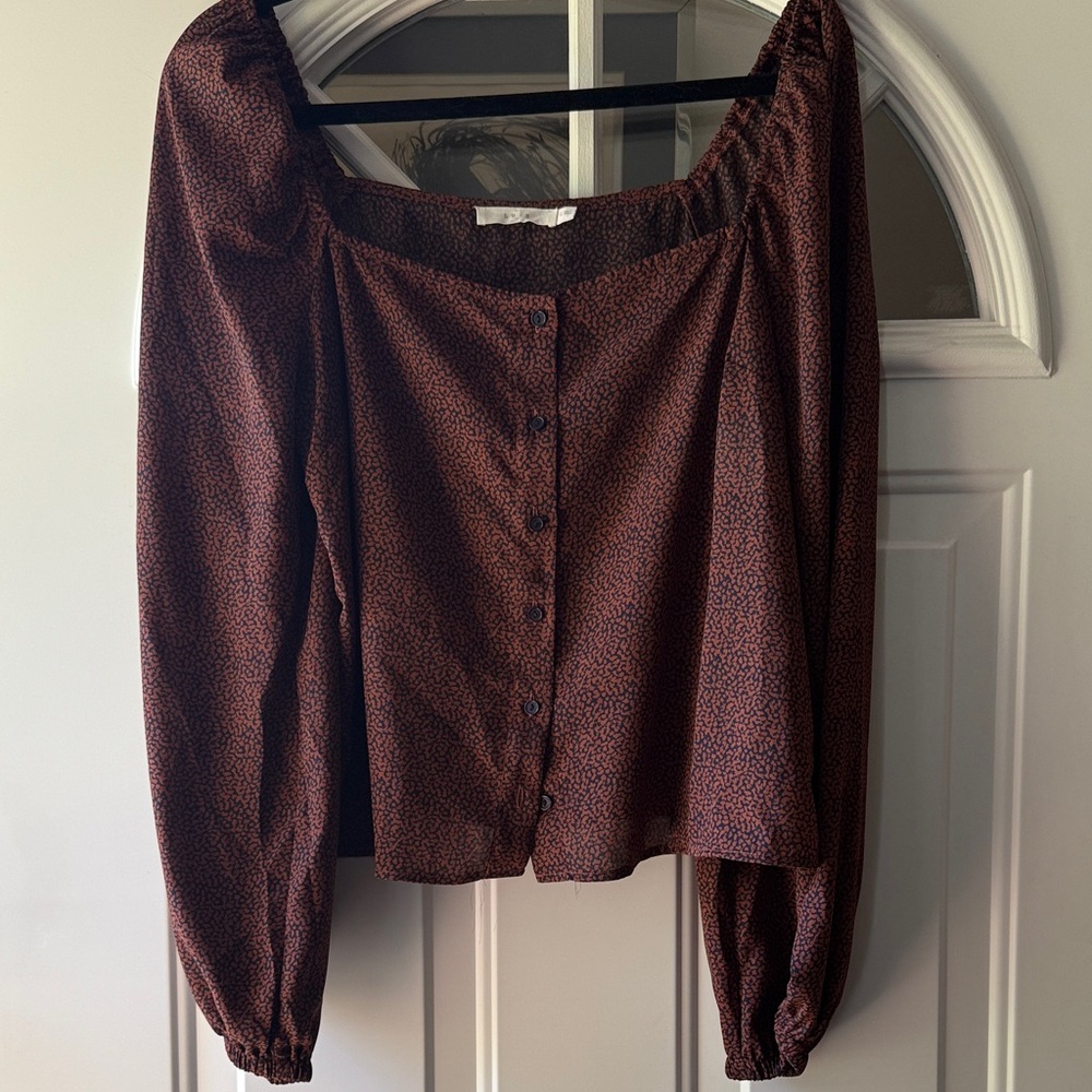 Lush Women's Button-Up Blouse - Dark Brown
